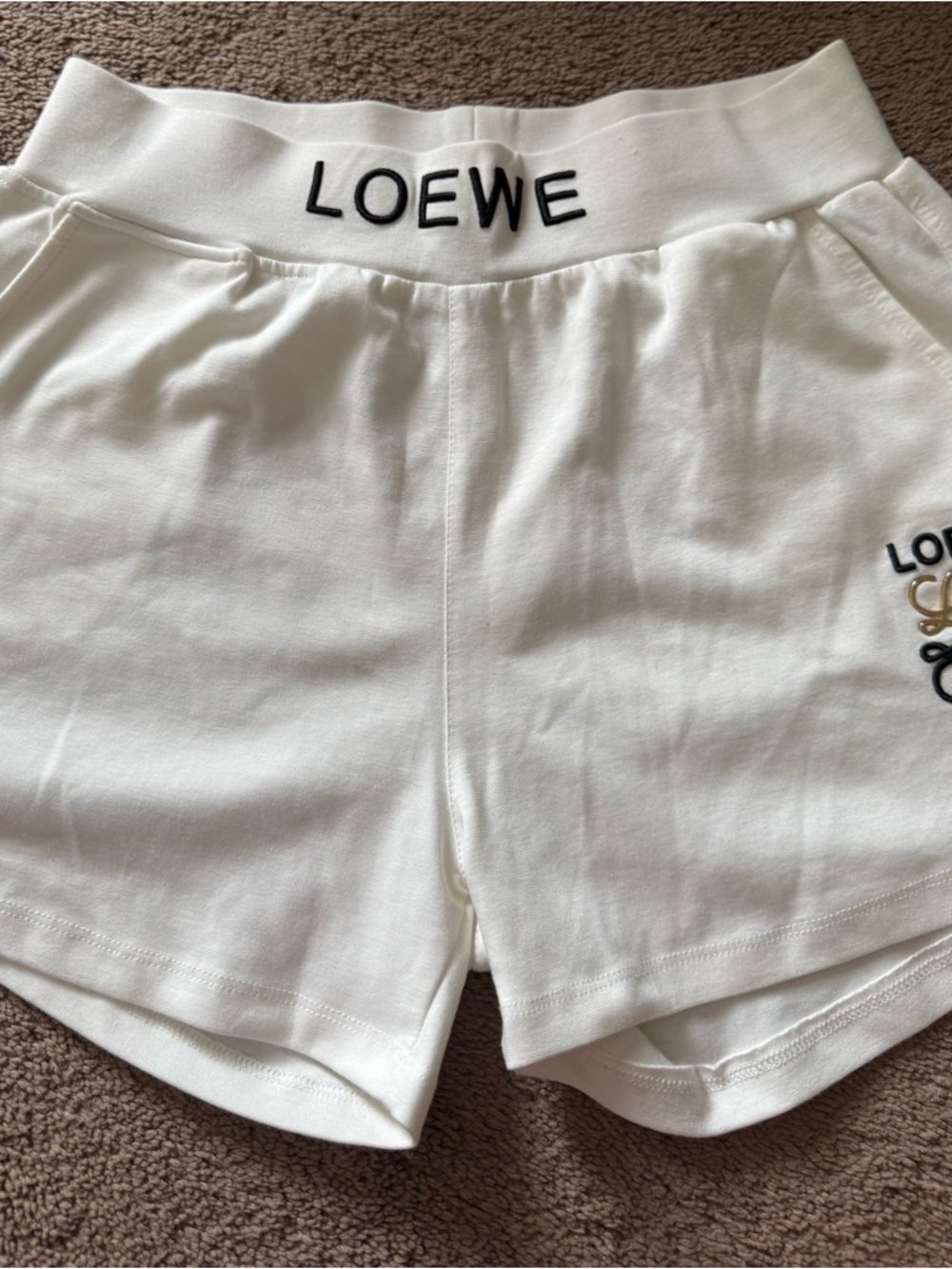 Loewe White Logo Cotton Athletic Shorts